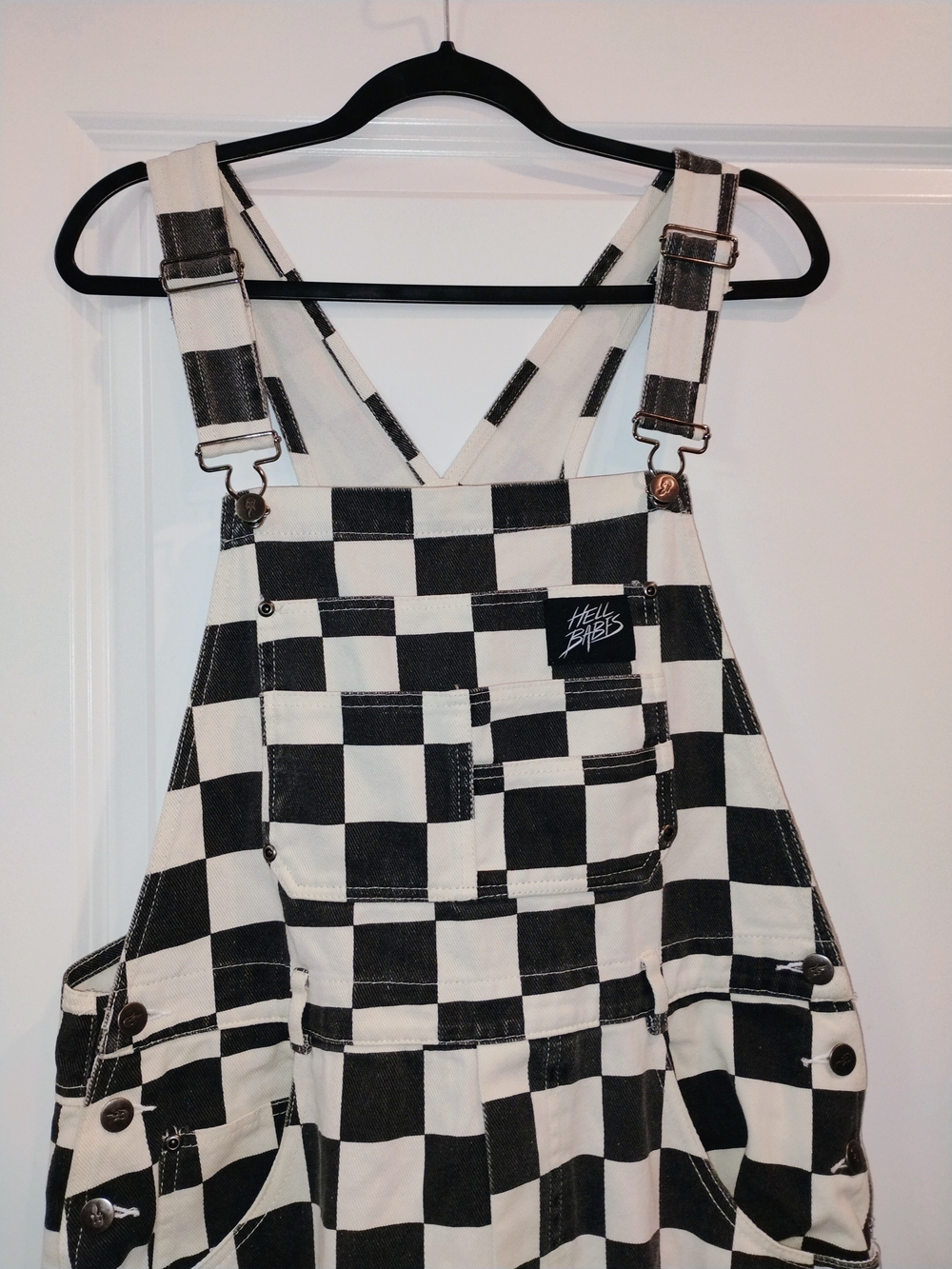 Retro Checkerboard Overalls Plaid 90s  Festival Grunge Punk Bib Jumpsuit Large - Picture 2 of 9